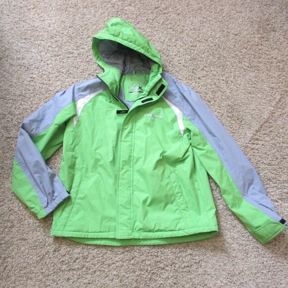 ZeroXposur Boys XL 18/20 Lime Green Gray Hooded Zip Jacket Water Repellant - Picture 1 of 2